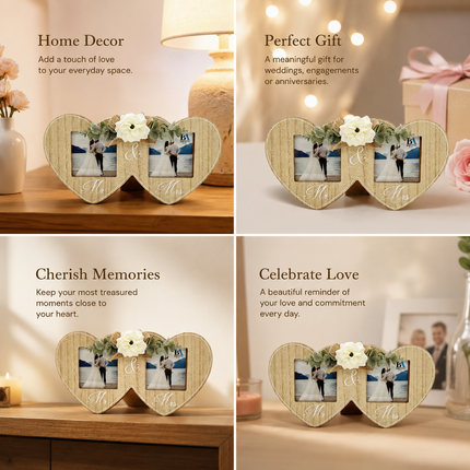 Wooden Double Photo Frame Dual Picture Frame