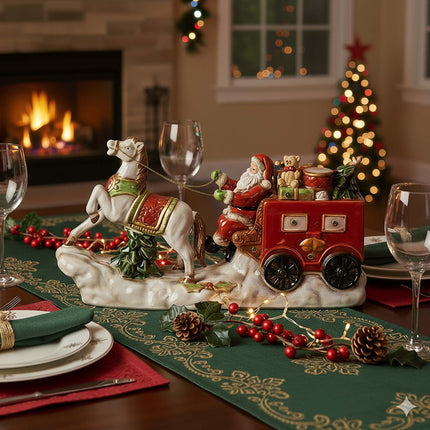 Santa Claus Ceramic Figurine with LED Lights – Festive Christmas Table Decoration