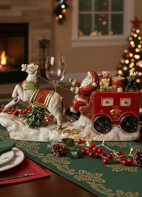 Santa Claus Ceramic Figurine with LED Lights – Festive Christmas Table Decoration