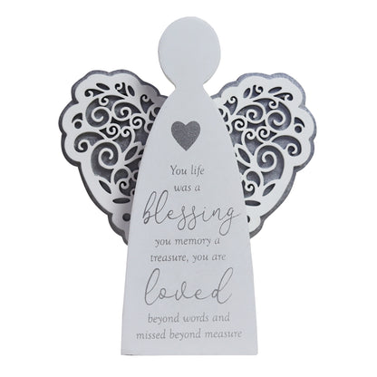 JX257| "Your Life Was.." Angel Shaped Plaque 12.5x2.5x16cm