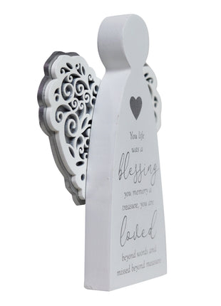 "Your Life Was.." Angel Shaped Plaque 12.5x2.5x16cm