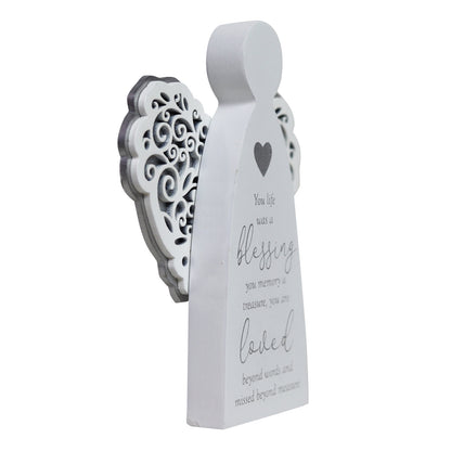 JX257| "Your Life Was.." Angel Shaped Plaque 12.5x2.5x16cm