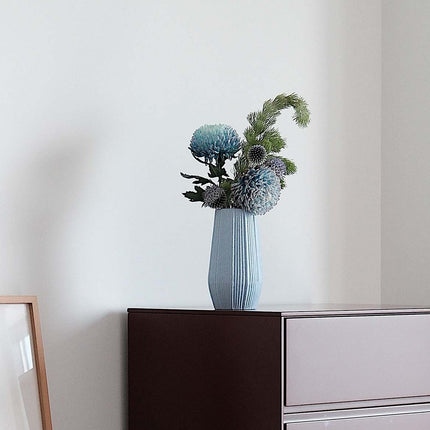 Light Blue Ceramic Bud Vase - Modern Nordic Style Speckled Table Centerpiece