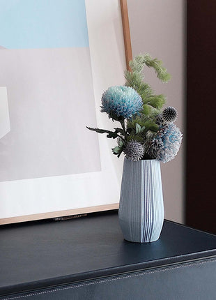 Light Blue Ceramic Bud Vase - Modern Nordic Style Speckled Table Centerpiece