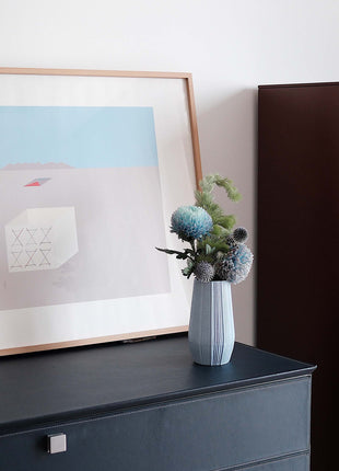 Light Blue Ceramic Bud Vase - Modern Nordic Style Speckled Table Centerpiece