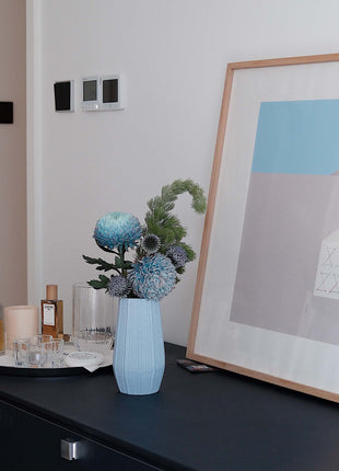 Light Blue Ceramic Bud Vase - Modern Nordic Style Speckled Table Centerpiece