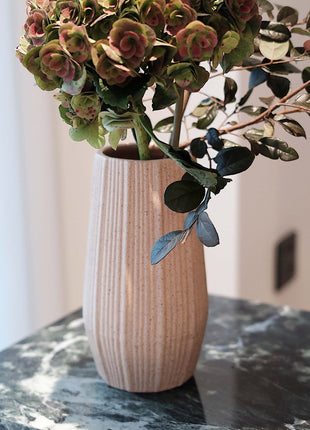 Light Brown Ceramic Bud Vase - Modern Nordic Style Speckled Table Centerpiece