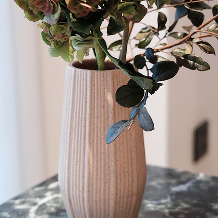 Light Brown Ceramic Bud Vase - Modern Nordic Style Speckled Table Centerpiece