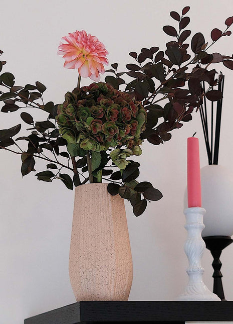 Light Brown Ceramic Bud Vase - Modern Nordic Style Speckled Table Centerpiece