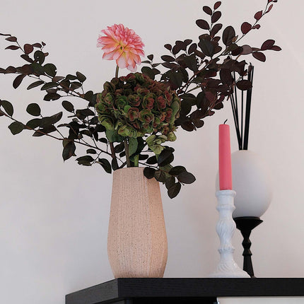 Light Brown Ceramic Bud Vase - Modern Nordic Style Speckled Table Centerpiece