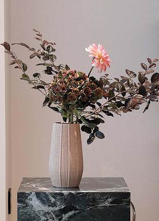 Light Brown Ceramic Bud Vase - Modern Nordic Style Speckled Table Centerpiece