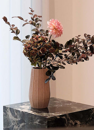Light Brown Ceramic Bud Vase - Modern Nordic Style Speckled Table Centerpiece