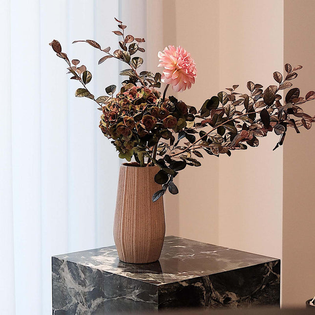 Light Brown Ceramic Bud Vase - Modern Nordic Style Speckled Table Centerpiece