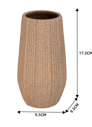 Light Brown Ceramic Bud Vase - Modern Nordic Style Speckled Table Centerpiece