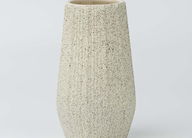 Light White Ceramic Bud Vase - Modern Nordic Style Speckled Table Centerpiece