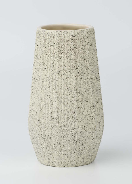 Light White Ceramic Bud Vase - Modern Nordic Style Speckled Table Centerpiece