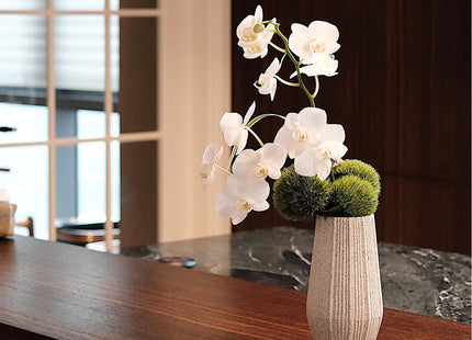 Light White Ceramic Bud Vase - Modern Nordic Style Speckled Table Centerpiece