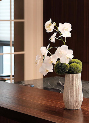 Light White Ceramic Bud Vase - Modern Nordic Style Speckled Table Centerpiece