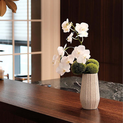 Light White Ceramic Bud Vase - Modern Nordic Style Speckled Table Centerpiece