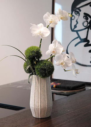 Light White Ceramic Bud Vase - Modern Nordic Style Speckled Table Centerpiece