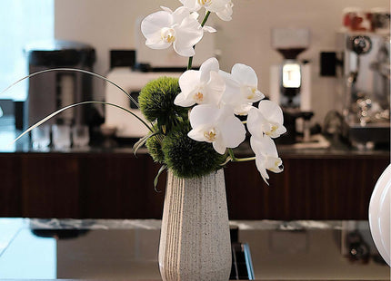 Light White Ceramic Bud Vase - Modern Nordic Style Speckled Table Centerpiece