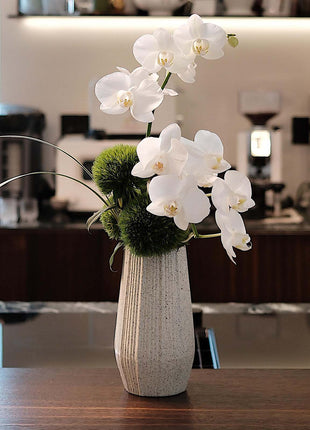 Light White Ceramic Bud Vase - Modern Nordic Style Speckled Table Centerpiece