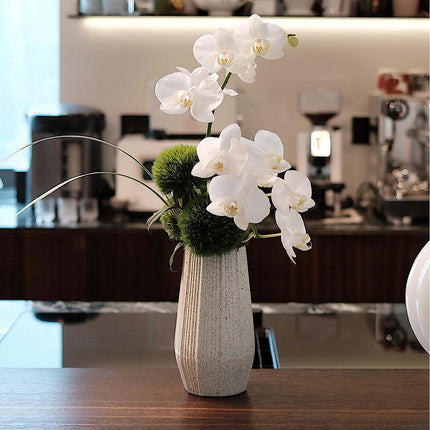Light White Ceramic Bud Vase - Modern Nordic Style Speckled Table Centerpiece