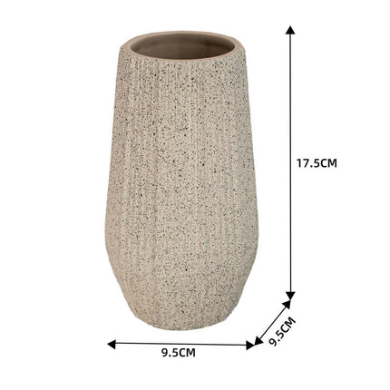 Light White Ceramic Bud Vase - Modern Nordic Style Speckled Table Centerpiece