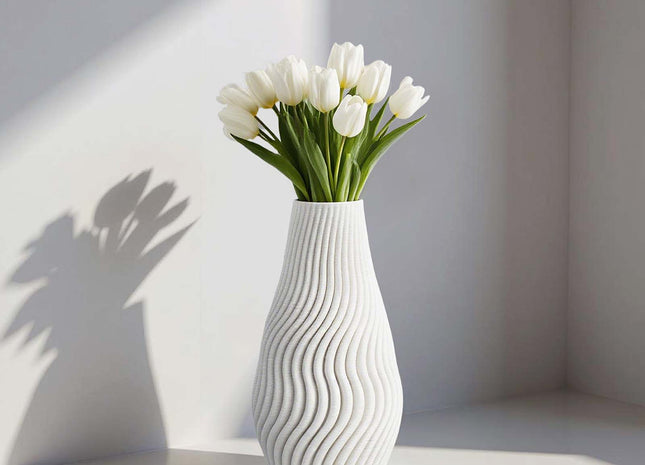 Aesthetic White Flower Vase – Unique Table Centrepiece Vase