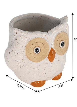 Owl Ceramic Bud Vase - Blue Animal Figure Desk Decor