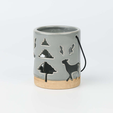 Ceramic Deer Candle Holder Set of 3 – Rustic Christmas Lantern Décor