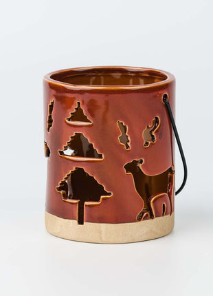 Ceramic Deer Candle Holder Set of 3 – Rustic Christmas Lantern Décor