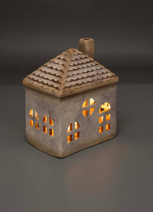 Christmas Village House with Warm LED Lights - Ceramic Tabletop Decor