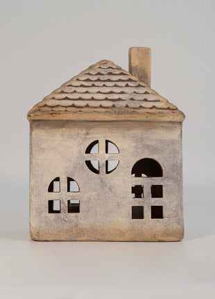 Christmas Village House with Warm LED Lights - Ceramic Tabletop Decor