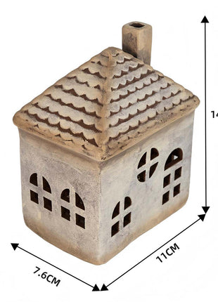 Christmas Village House with Warm LED Lights - Ceramic Tabletop Decor