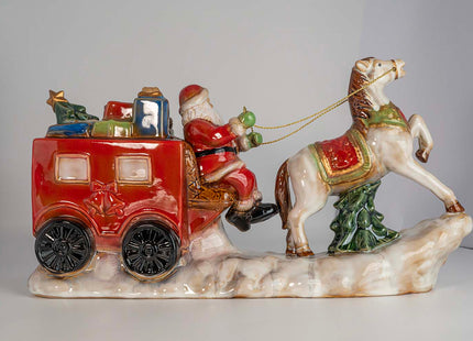 Santa Claus Ceramic Figurine with LED Lights – Festive Christmas Table Decoration