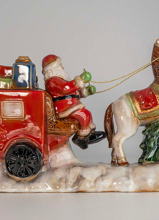 Santa Claus Ceramic Figurine with LED Lights – Festive Christmas Table Decoration