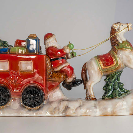 Santa Claus Ceramic Figurine with LED Lights – Festive Christmas Table Decoration