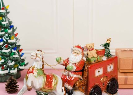Santa Claus Ceramic Figurine with LED Lights – Festive Christmas Table Decoration