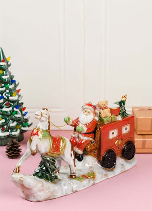 Santa Claus Ceramic Figurine with LED Lights – Festive Christmas Table Decoration