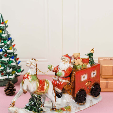 Santa Claus Ceramic Figurine with LED Lights – Festive Christmas Table Decoration