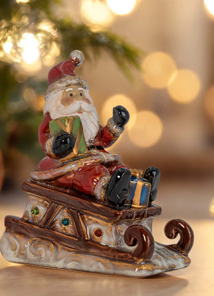 Santa Claus LED Figurine - Lighted Ceramic Christmas Table Decoration