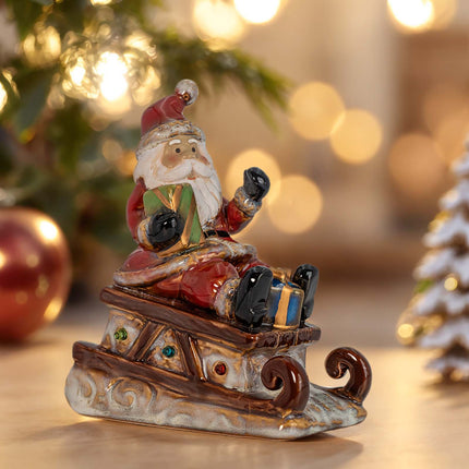 Santa Claus LED Figurine - Lighted Ceramic Christmas Table Decoration