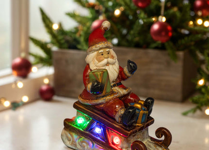 Santa Claus LED Figurine - Lighted Ceramic Christmas Table Decoration