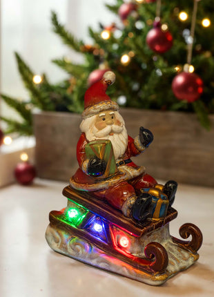 Santa Claus LED Figurine - Lighted Ceramic Christmas Table Decoration