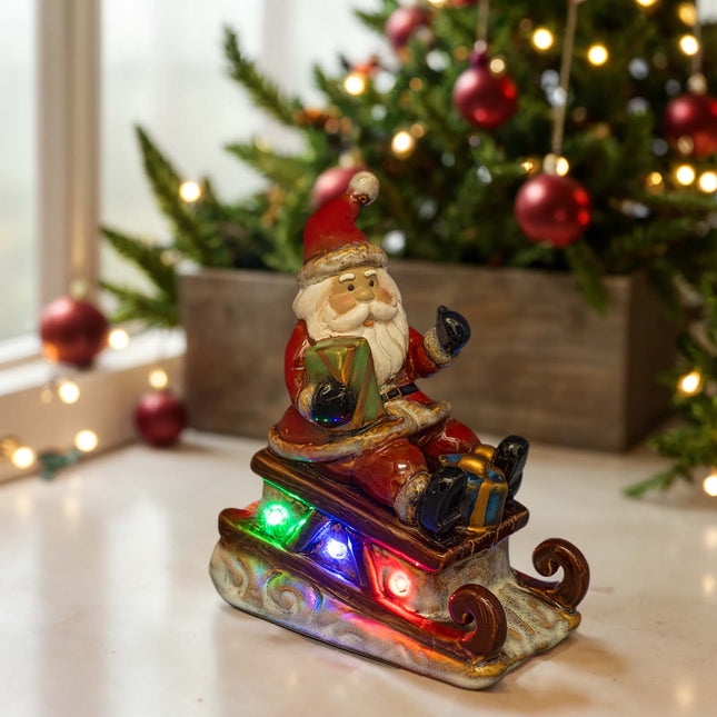 Santa Claus LED Figurine - Lighted Ceramic Christmas Table Decoration