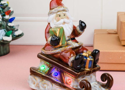 Santa Claus LED Figurine - Lighted Ceramic Christmas Table Decoration