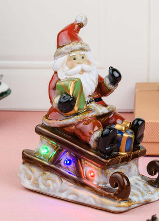 Santa Claus LED Figurine - Lighted Ceramic Christmas Table Decoration