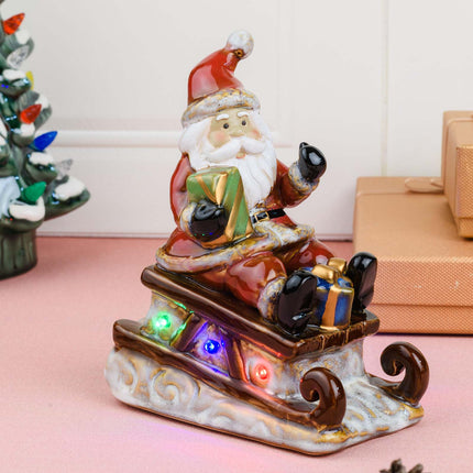 Santa Claus LED Figurine - Lighted Ceramic Christmas Table Decoration