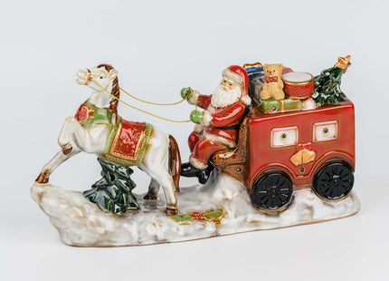 Santa Claus Ceramic Figurine with LED Lights – Festive Christmas Table Decoration